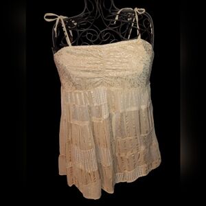 Champagne Colored Embroidered Tank size L